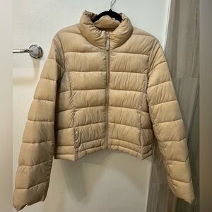 Ultra Light Packable Puffer Jacket - Beige - Size L, fits like a medium